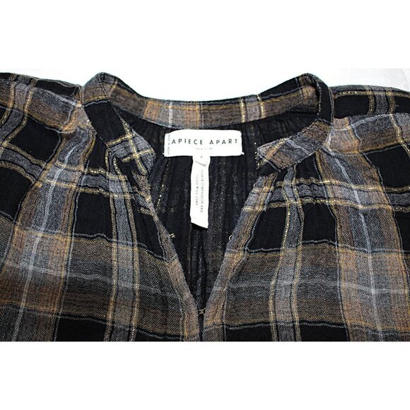 Apiece Apart - Agata Top - CP Shades Style Double Cotton Plaid w/Metallic, 4 - Picture 5 of 10